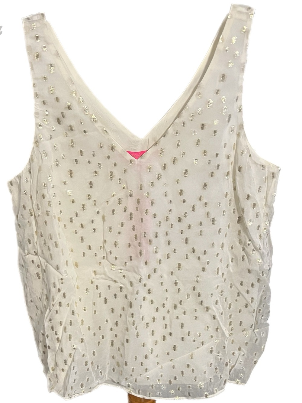 NWT Lilly Pulitzer Coconut Ivory Top with Metallic Gold Dot Print - Picture 1 of 7